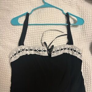 Black Top with Lace Trim and bow